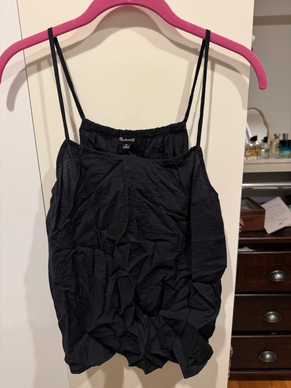 Madewell Drapey Apron Tank Top | Size Medium | Black